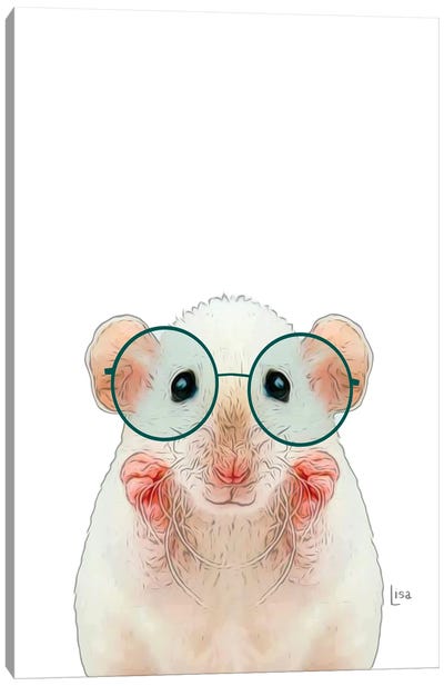 Color Mouse With Green Glasses Canvas Art Print - Printable Lisa's Pets