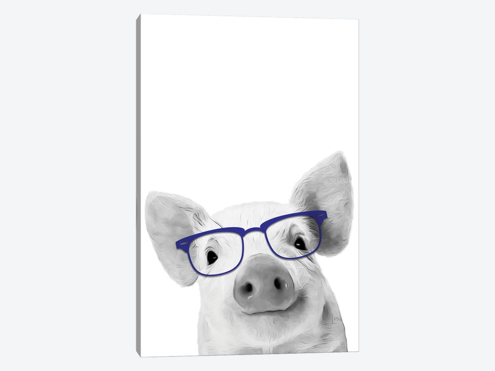 Pig With Blue Glasses by Printable Lisa's Pets 1-piece Canvas Art Print