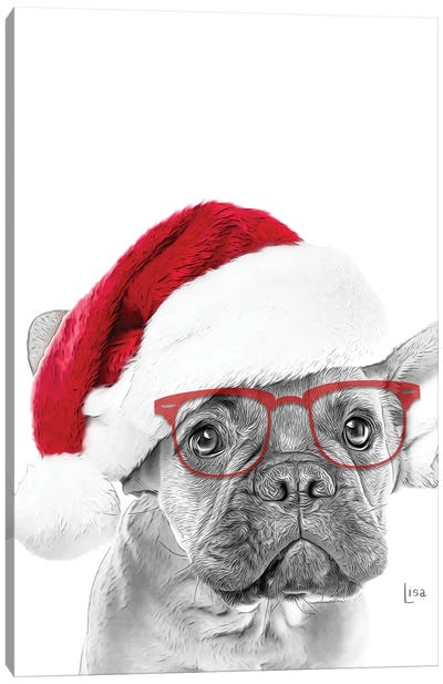 Christmas Dog Canvas Art Print - Christmas Animal Art