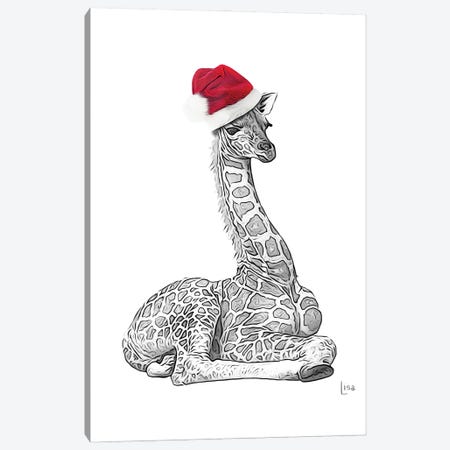 Christmas Giraffe With Glasses And Hat Canvas Print #LIP224} by Printable Lisa's Pets Canvas Art Print