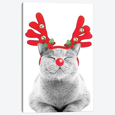 Christmas Cat Canvas Print #LIP226} by Printable Lisa's Pets Canvas Print
