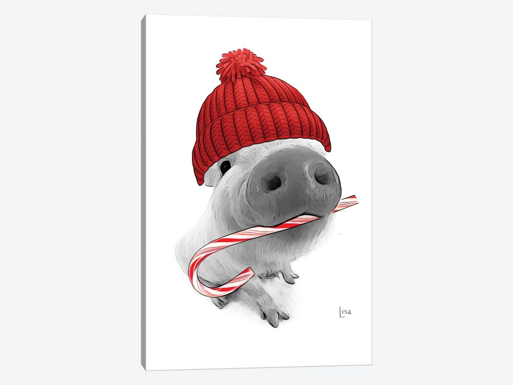 Christmas Pig With Hat by Printable Lisa's Pets 1-piece Art Print