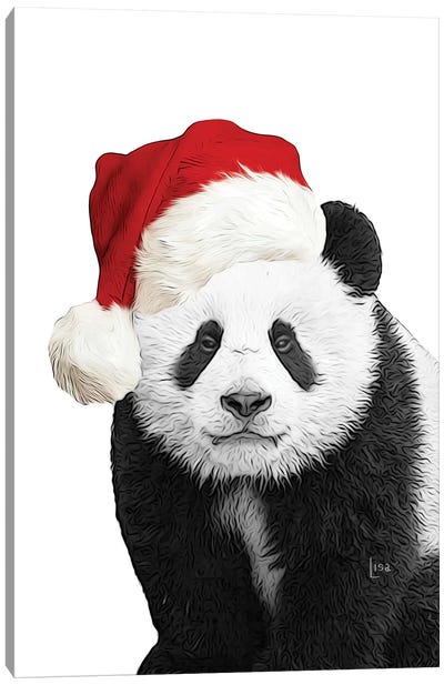 Christmas Panda With Hat Canvas Art Print - Printable Lisa's Pets