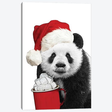 Christmas Panda Canvas Print #LIP229} by Printable Lisa's Pets Canvas Artwork