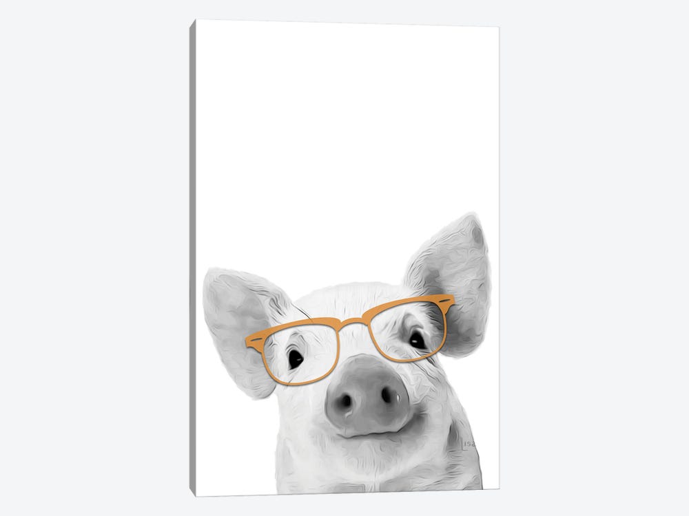 Pig With Glasses by Printable Lisa's Pets 1-piece Canvas Art