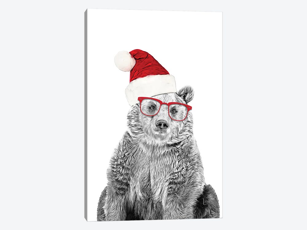 Christmas Bear With Glasses And Hat by Printable Lisa's Pets 1-piece Canvas Art