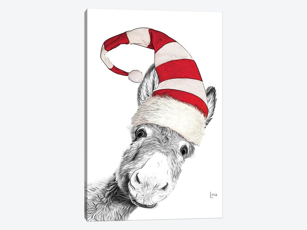 Christmas Donkey With Hat by Printable Lisa's Pets 1-piece Canvas Art Print