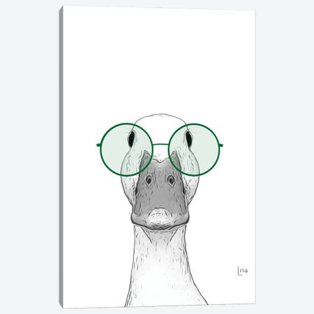 Duck With Green Glasses Canvas Print #LIP23} by Printable Lisa's Pets Canvas Artwork