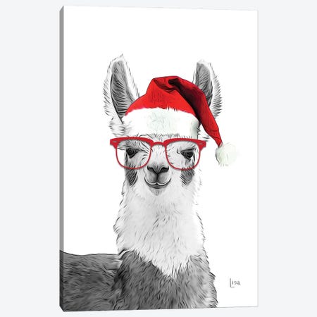 Christmas Llama Canvas Print #LIP240} by Printable Lisa's Pets Canvas Artwork