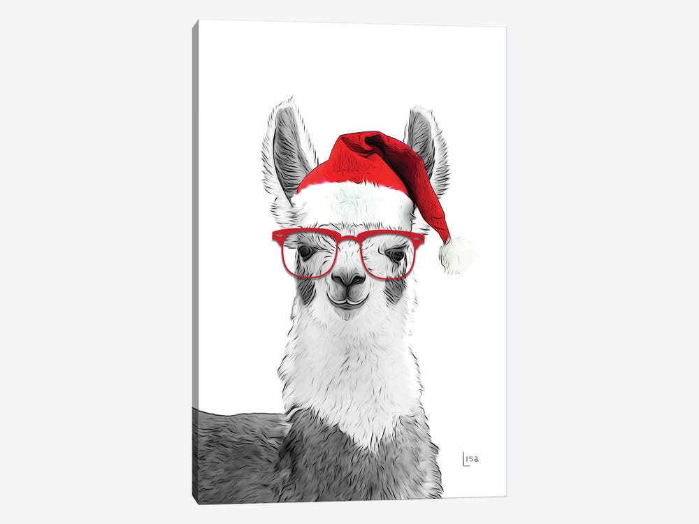 Christmas Llama by Printable Lisa's Pets 1-piece Canvas Artwork