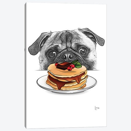 Pug With Pancakes Canvas Print #LIP245} by Printable Lisa's Pets Canvas Print