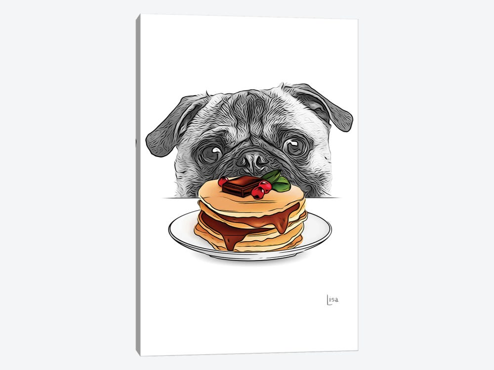 Pug With Pancakes by Printable Lisa's Pets 1-piece Canvas Print