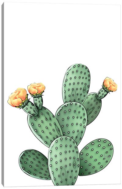 Green Cacti Color Canvas Art Print - Printable Lisa's Pets