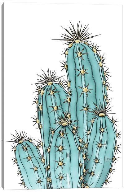 Blue Cacti Color Canvas Art Print - Printable Lisa's Pets