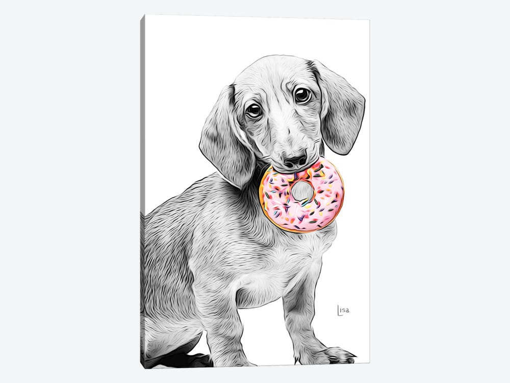 Dachshund With Donut by Printable Lisa's Pets 1-piece Art Print