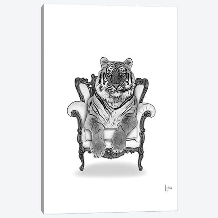 Tiger On The Armchair Canvas Print #LIP250} by Printable Lisa's Pets Canvas Print