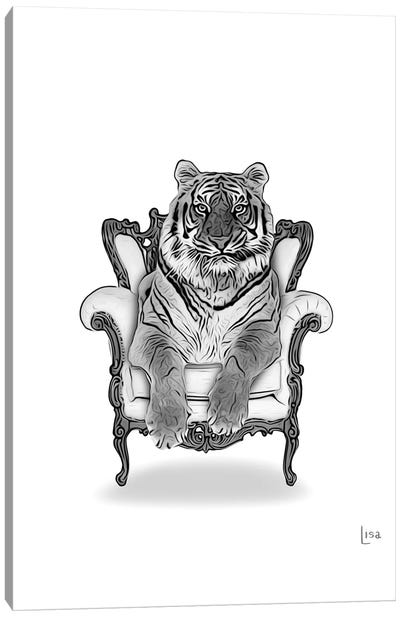 Tiger On The Armchair Canvas Art Print - Printable Lisa's Pets