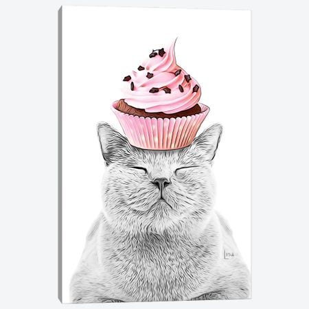 Cat With Cupcake Canvas Print #LIP252} by Printable Lisa's Pets Canvas Print