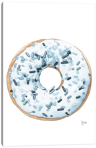 Blue Donut Canvas Art Print - Donut Art