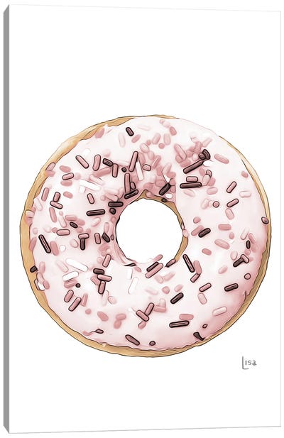 Pink Donut Canvas Art Print - Donut Art
