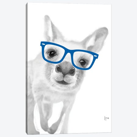 Kangaroo With Blue Glasses Canvas Print #LIP25} by Printable Lisa's Pets Canvas Art Print