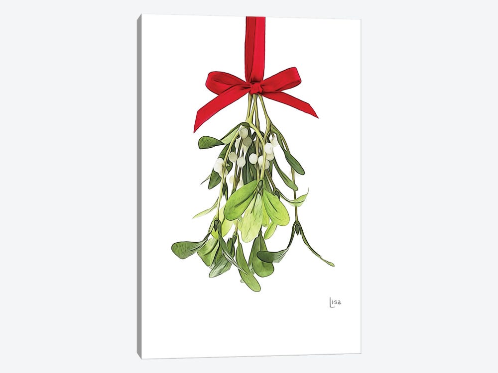 Mistletoe With Red Bow by Printable Lisa's Pets 1-piece Canvas Wall Art