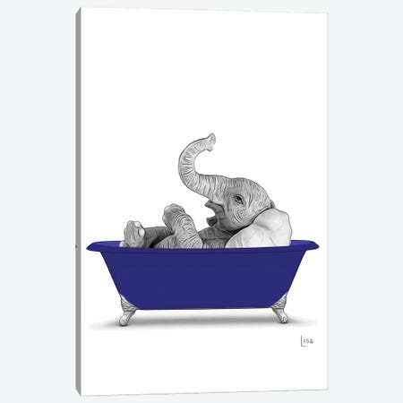 Elephant In Bathtub Canvas Print #LIP261} by Printable Lisa's Pets Canvas Artwork
