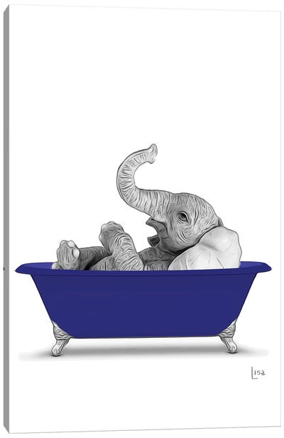 Elephant In Bathtub Canvas Art Print - Printable Lisa's Pets