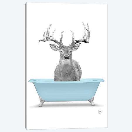 Deer In Bathtub Canvas Print #LIP262} by Printable Lisa's Pets Canvas Art