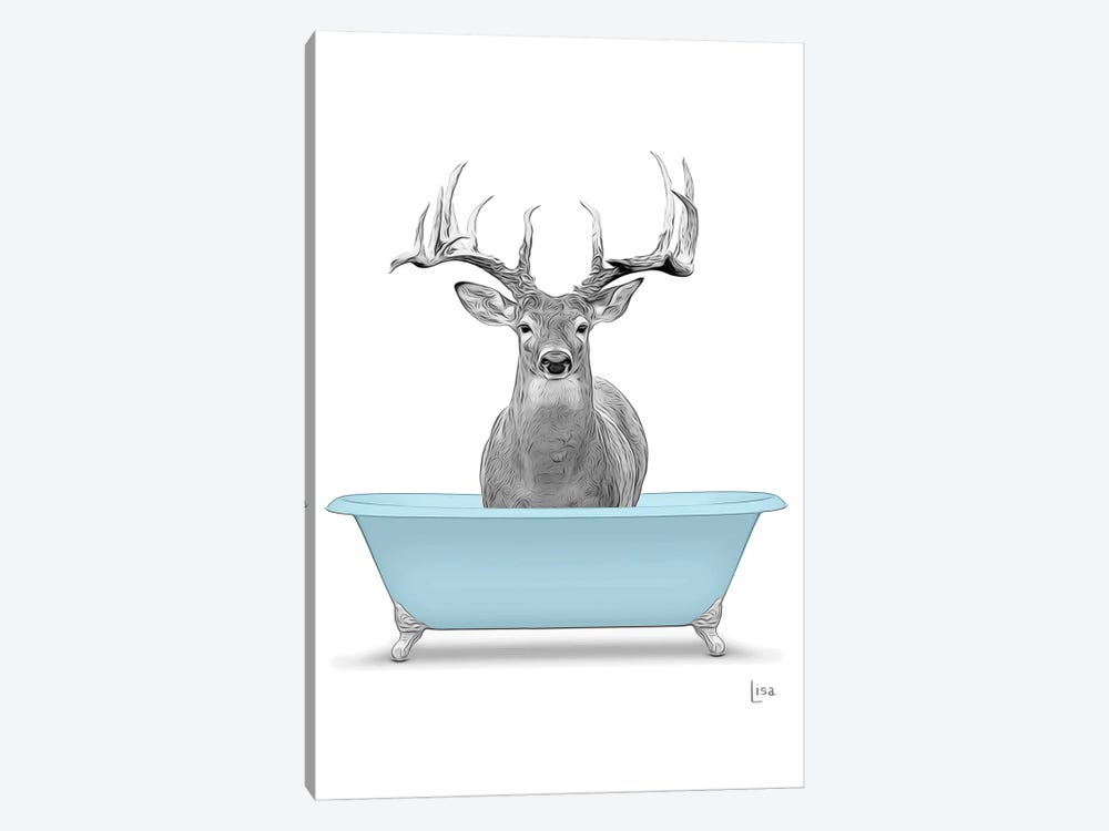 Deer In Bathtub by Printable Lisa's Pets 1-piece Canvas Artwork