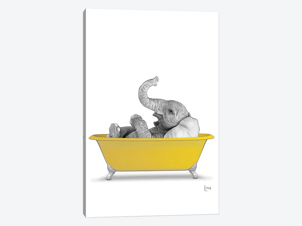 Elephant In Yellow Bathtub by Printable Lisa's Pets 1-piece Canvas Print