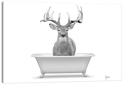 Deer In Bw Bathtub Canvas Art Print - Deer Art
