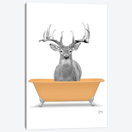 Deer In Orange Bathtub Canvas Print #LIP269} by Printable Lisa's Pets Canvas Art