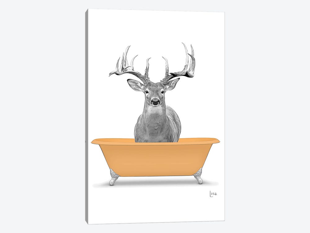 Deer In Orange Bathtub by Printable Lisa's Pets 1-piece Canvas Art Print