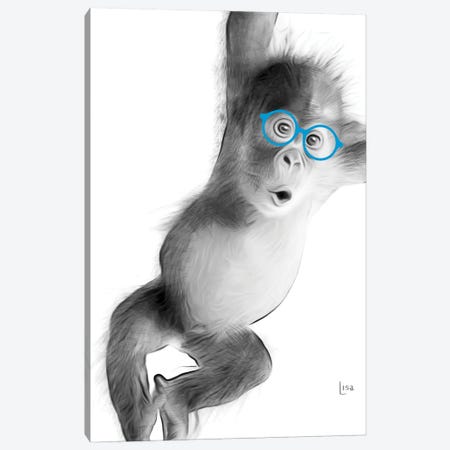 Monkey With Blue Glasses Canvas Print #LIP26} by Printable Lisa's Pets Canvas Print