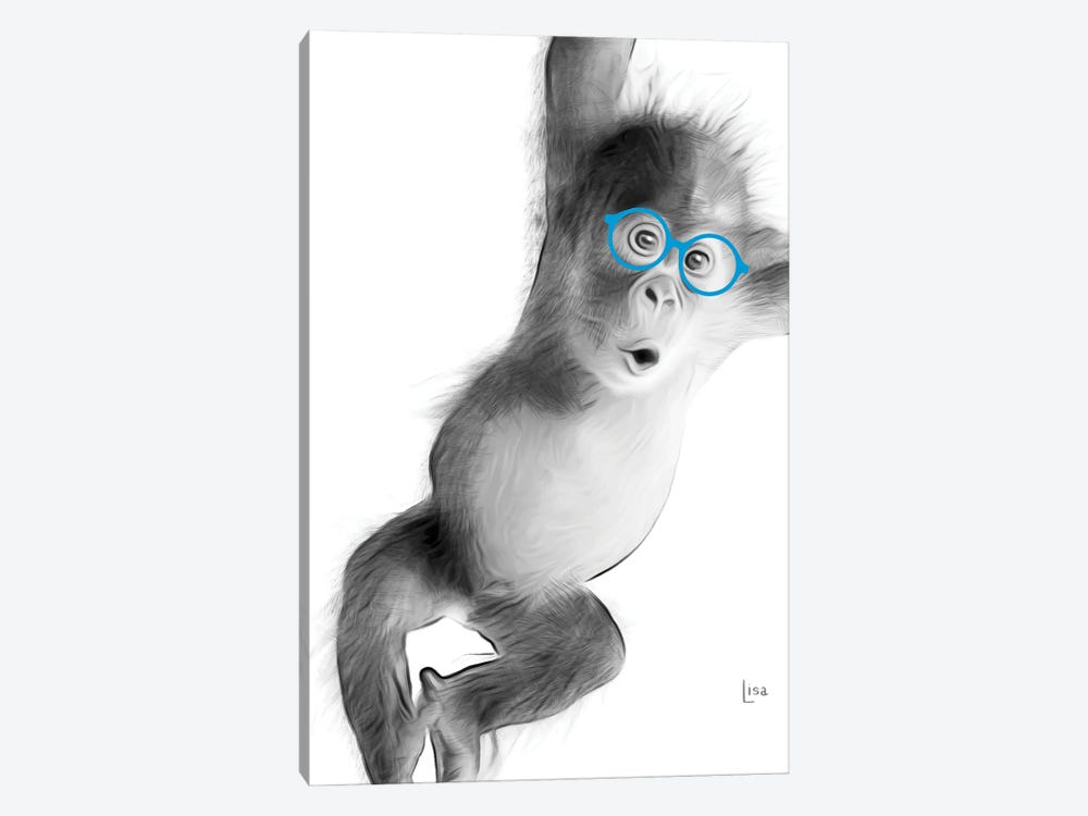 Monkey With Blue Glasses by Printable Lisa's Pets 1-piece Canvas Artwork
