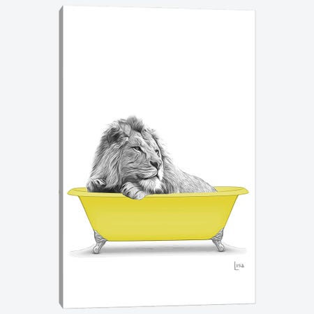 Lion In Yellow Bathtub Canvas Print #LIP272} by Printable Lisa's Pets Canvas Print