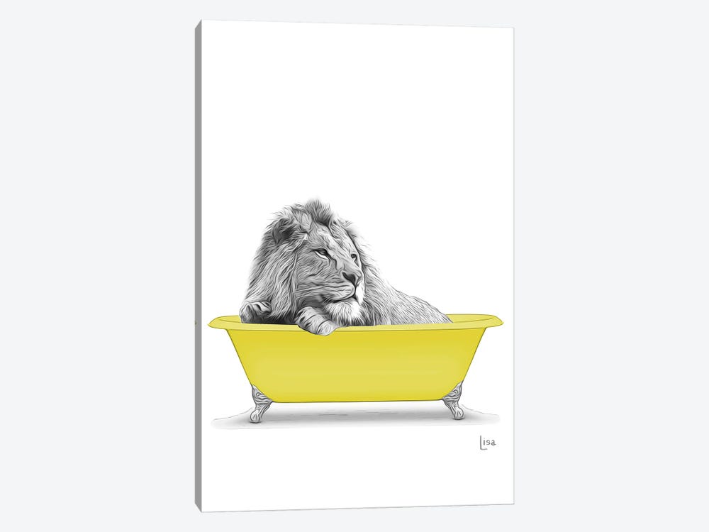 Lion In Yellow Bathtub by Printable Lisa's Pets 1-piece Canvas Print