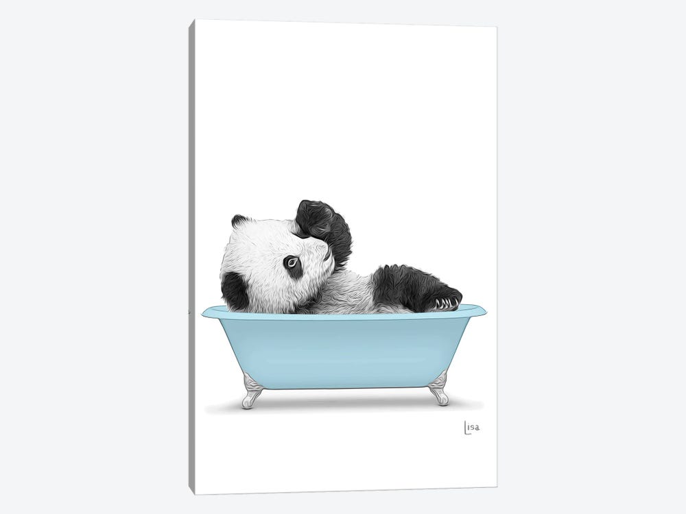 Panda In Blue Bathtub by Printable Lisa's Pets 1-piece Canvas Wall Art