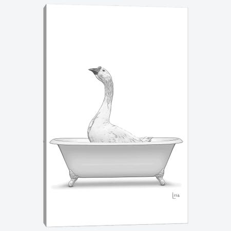 Gosling In Bw Bathtub Canvas Print #LIP278} by Printable Lisa's Pets Canvas Art Print