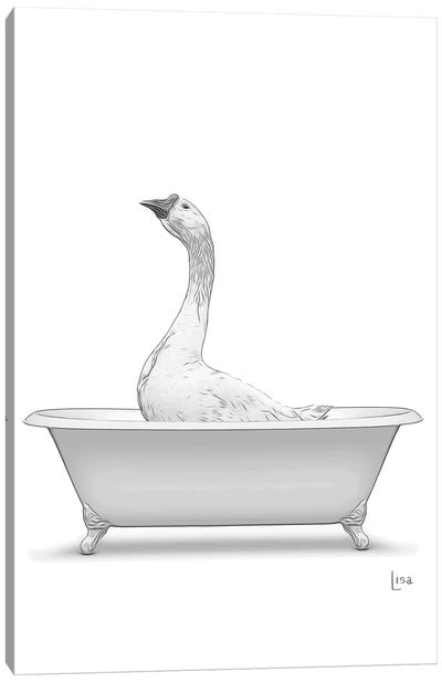 Gosling In Bw Bathtub Canvas Art Print - Goose Art
