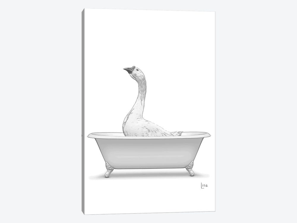 Gosling In Bw Bathtub by Printable Lisa's Pets 1-piece Canvas Print