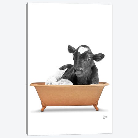 Cow In Bronze Bathtub Canvas Print #LIP279} by Printable Lisa's Pets Art Print