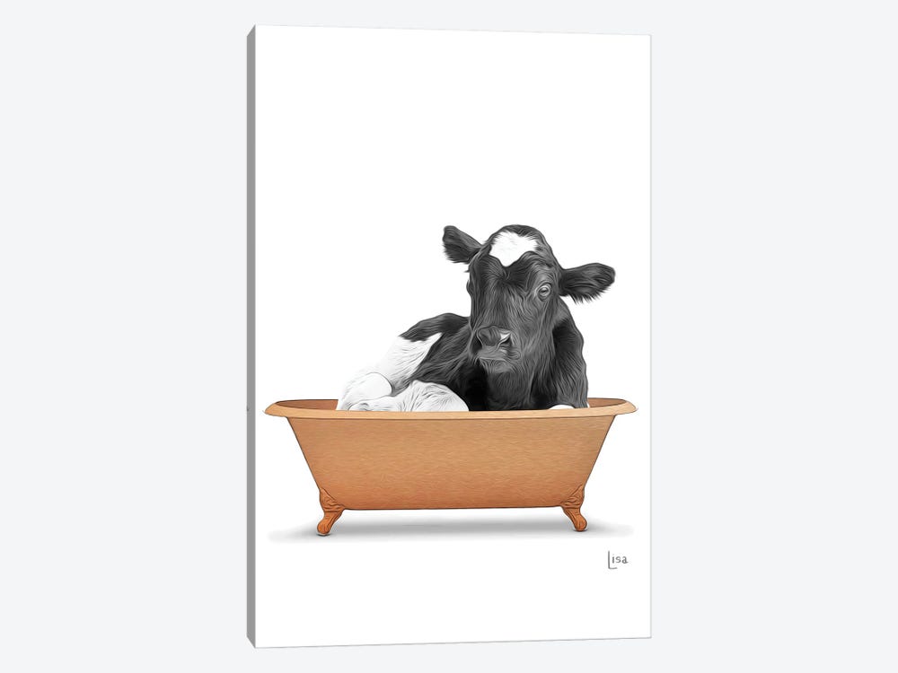 Cow In Bronze Bathtub by Printable Lisa's Pets 1-piece Canvas Artwork