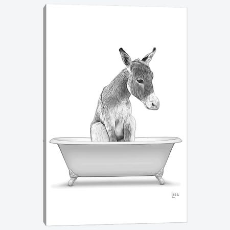Donkey In Bw Bathtub Canvas Print #LIP281} by Printable Lisa's Pets Canvas Wall Art