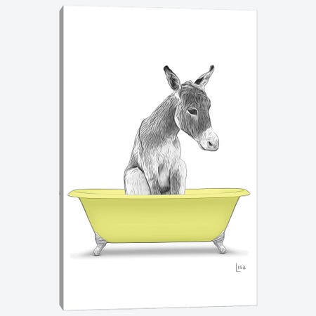 Donkey In Yellow Bathtub Canvas Print #LIP282} by Printable Lisa's Pets Canvas Artwork