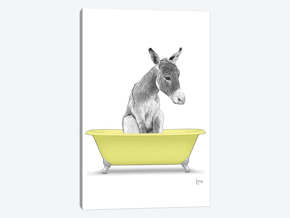 Donkey In Yellow Bathtub by Printable Lisa's Pets 1-piece Canvas Art