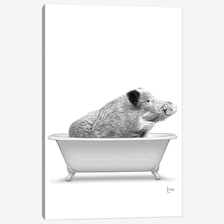 Boar In Bw Bathtub Canvas Print #LIP284} by Printable Lisa's Pets Canvas Print