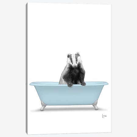 Badger In Blue Bathtub Canvas Print #LIP286} by Printable Lisa's Pets Canvas Print