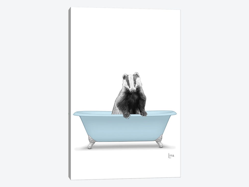 Badger In Blue Bathtub by Printable Lisa's Pets 1-piece Canvas Wall Art
